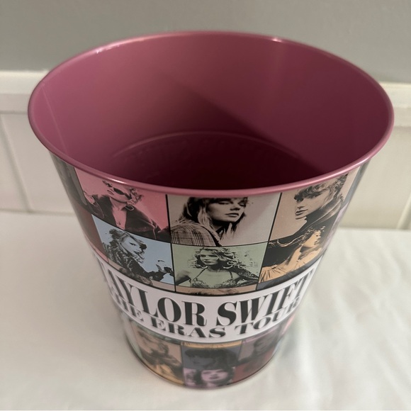Taylor Swift Eras Movie AMC Pink Metal Popcorn Bucket Garbage can, Party Favors - Picture 3 of 5